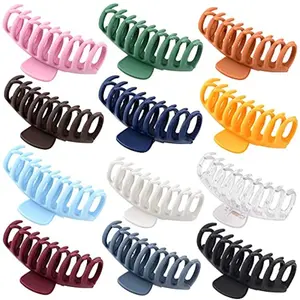 Blubby 12 Pack Large Hair Claw Clips for Woman,Non-slip Matte Banana Clips ,Strong Hold jaw clip ,Hair Clamps for Thin Thick Hair