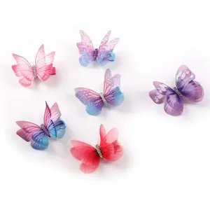 Blubby 6 Pcs of Colorful Chiffon Butterfly Modelling Hair Clips For Girls and Women's