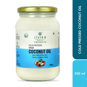 Jivika Organics Cold-Pressed Virgin Coconut Oil 500ml (Glass Jar)