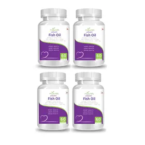 Natures Velvet Lifecare Fish Oil Omega 3 60 Softgels 1000mg Most Potent with More Omega 3 Content - Pack of 4