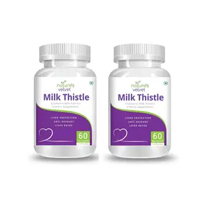 Nature's Velvet Milk Thistle 80% Silymarin Pure Extract - 60 Veg Capsules Pack of 2