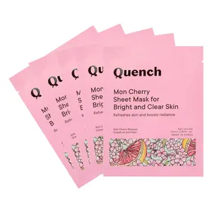 Quench Mon Cherry Sheet Mask for Bright and Clear Skin | Skin-rejuvenating formulas | Skin-Rejuvenating Formulas| Grapefruit |Korean Skin Care (Pack of 5)