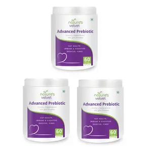Natures Velvet Advanced Prebiotics for Gut Health - Immune System Booster & Dietary Fiber - Fuels Good Bacteria Growth to Promote Digestive Health Gas Relief & Digestion 300gms Powder Pack of 3