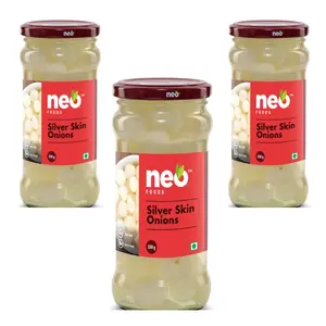 Neo Silver Skin Onions 350g I P3 I 100% Vegan & Natural I Ideal for Cocktail and as Side Dish for Snacks I Non-GMO I Pack of 3 (Pack of 3)