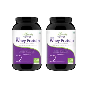 Natures Velvet 100% Whey Protein for Fitness and Strength 1000 gms - Pack of 2