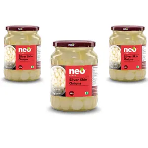 Neo Silver Skin Onions 680g I P3 I 100% Vegan & Natural I Ideal for Cocktail and as Side Dish for Snacks I Non-GMO I Pack of 3 (Pack of 3)