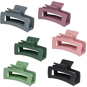 Blubby 6 Pcs Hair Clutcher With Multi Color Hair Claw Clips for Women 6 Random Colors
