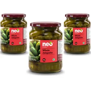 Neo Whole Jalapenos 650g I P3 I 100% Vegan & Natural I Ready to Eat Fibre Rich Toping for Snacks and Salads I Enjoy as filling for Wraps I (Pack of 3)