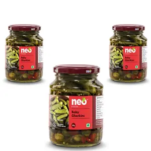 Neo Gherkins I P3 I 100% Vegan I Crunchy Pickles Ready to Eat No GMO I Enjoy with Nachos Make Salad at home I 350g (Pack of 3)