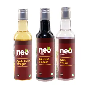 Neo Vinegar Combo Pack for Cooking and Salad Dressing with (Apple Cider White Natural & Bamic Vinegar)| (370ml x 3)