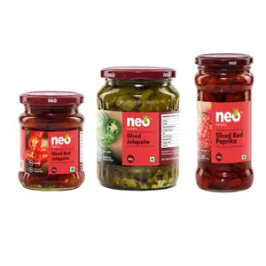 Neo Sliced Red Jalapenos 210g Sliced Jalapenos 680g & Sliced Red Paprika 350g I Topings for Salads and Snacks Mix Combo Pack I Ready To Eat Enjoy with Pizza Pasta Burgers I 100% Vegan No GMO