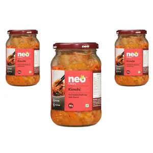 Neo Kimchi I Fermented Indian Cabbage & Carrot 460g I 100% Vegan I Made in India I Ready to Eat Organic Pickle I Enjoy with Ramen Noodles Kimchi Noodle Korean Rice & Snacks I Rich Side Dish I Non GMO I 460g (Pack of 3)