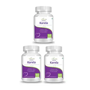 Natures Velvet Lifecare Karela Pure Extract 500 mg 60 Veggie Capsules - Pack of 3