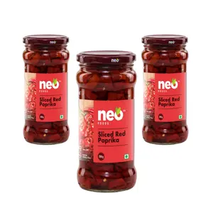 Neo Sliced Red Paprika 350g I P3 I 100% Vegan I Ready-to-Eat Fibre-Rich Toping for Pizza Pasta Burger Snacks and Salads I Non-GMO (Pack of 3)