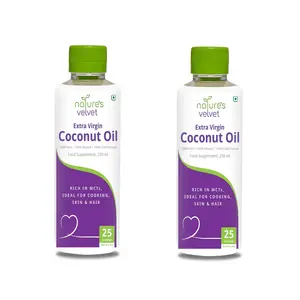 Nature's Velvet Virgin Coconut Oil 250ml for Cooking & SkinHair Care With Rich MCTs - BUY 1 GET 1 FREE
