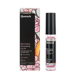 Quench Botanics Mon Cherry Illuminating Lip Oil (Pink) | Korean Skin care for Brightening Dry Chapped lips and smooth Non-sticky coat Moisture boost Hydrates & Moisturises 5ml