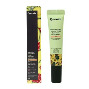 Quench Botanics Bravocado Daily Defense Tinted sunscreen SPF 50 PA+++ (Fair) Lightweight | Gel-based Sunscreen UV Shield I Rice Pomegranate | Made In Korea 15ml