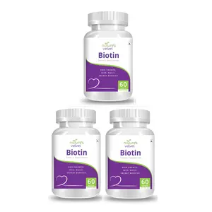 Natures Velvet Lifecare Biotin for Healthy Hair Skin & Nails and Energy 60 Softgels - Pack of 3