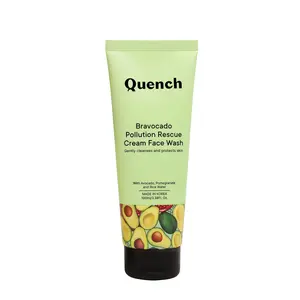 Quench Botanics Bravocado Pollution Rescue Cream Face Wash Made In Korea Deeply Cleanses And Gently Exfoliates Skin Anti-Pollution Avocado Rice Pomegranate Moringa Extract And Vitamin E 100Ml