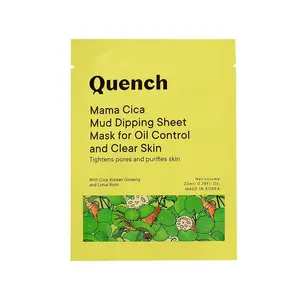 Quench Botanics Mama Cica Mud Dipping Sheet Mask for Oil Control and Clear Skin | Made in Korea | Clay Lined Sheet Mask | Purifies and Soothes Skin | Tightens Pores and Controls Oil | with Cica Korean Ginseng Lotus Root Kaolin Clay and Glycerin