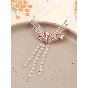 Blubby Golden Pearl Butterfly Design Hair Hair Clips for Women and Girls