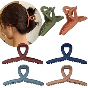 Blubby Hair Claw Clip 6 Color Hair Jaw Clamp Clips 4.3 Inch Nonslip Hair Claw Strong Hold Matte Butterfly Clip Clamp Hair Styling Accessories for Women Girls Thin Thick Fine Hair