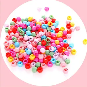 Blubby Set of 100 Pieces Wood Beads, Large Hole Wood Beads for Hair Braid Decor