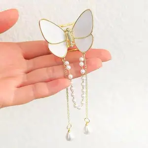 Blubby White Butterfly Metal Hair Clutcher Hair Claw Clips for Women Pack of 1