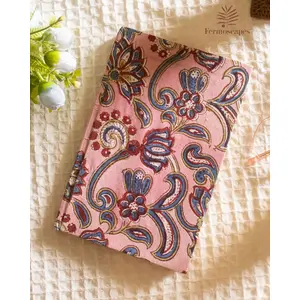 Fermoscapes Handmade block printed diary-Pink Floral