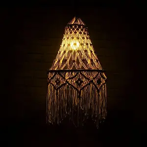 Fermoscapes Bella Macrame Lampshade - Handmade Natural And Boho Lampshade With Soft Cotton Thread, Perfect For Home Decor And Lighting