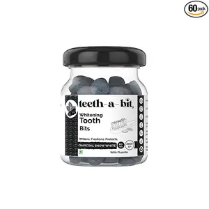 Teeth-a-bit Snow White Whitening Bamboo Charcoal Tooth bits, plant-based toothpaste Tabs., Enamel Safe, Travel Friendly (60 Count)