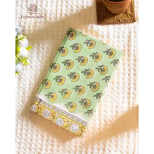 Fermoscapes Handmade block printed diary-Green Floral