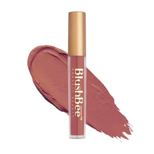 BlushBee Lip Nourishing Liquid Lipstick, Natural Matte Lip colour, 100% Vegan, Highly Pigmented, Lipstick- Bay 4 - Nude Pink - 5 Ml.