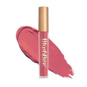 BlushBee Lip Nourishing  Liquid Lipstick, Natural Matte Lip colour, 100% Vegan, , Lipstick- HBD , Dusty Pink - 5 Ml.
