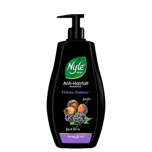 Nyle Naturals Volume Enhance Shampoo with Blackberry Reetha and Amla Gentle & Soft Shampoo pH Balance and Paraben Free 1L