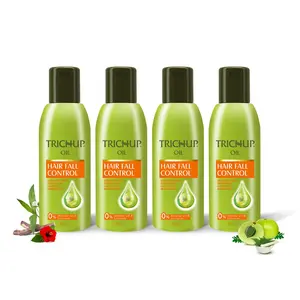 Trichup Ayurvedic Hair Fall Control Oil for Hair Growth | For Men & Women | 5 Natural Ingredients | Nourishes and Repairs Damaged Hair | No Mineral and Silicones | 100ml - Pack Of 4