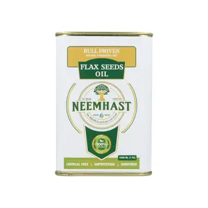 NEEMHAST Bull Driven Wood Pressed Flaxseed Oil 1 Litre - Experience the Nutty Flavor and Health Benefits of Rich in Omega-3 Fatty Acids and Essential Vitamins for a Balanced and Healthy Diet
