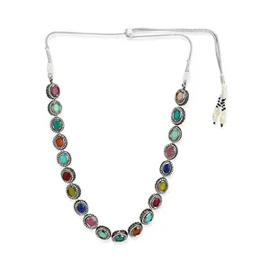 Ruby Raang Women's Mixed Metal Artificial Kundan Necklaces - Traditional Jewellery Set for Women (Multicolor)