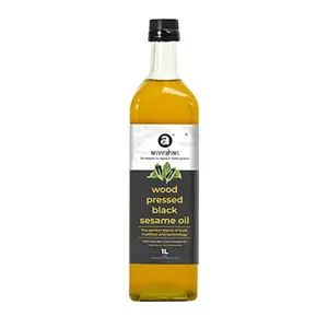 Anveshan Wood Cold Pressed Black Gingelly Oil - 1L | Glass Bottle | Kolhu/Kacchi Ghani/Chekku | Gingelly Oil | Natural | Chemical-Free | Cold Pressed for Cooking