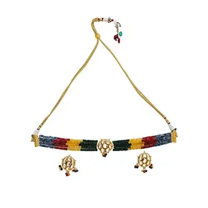 Ruby Raang Women's Mixed Metal Artificial Kundan Jewellery - Traditional Jewellery Set for Women (Multicolor)