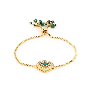 Ruby Raang Women's Mixed Metal Artificial Kundan Bracelets - Traditional Jewellery Set for Women (Green)