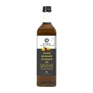 Anveshan Empowering farmers with technology Anveshan Wood Cold Pressed Black Mustard Oil - 1 Litre | Glass Bottle | Kolhu/ Kacchi Ghani/ Chekku | Natural | Chemical-Free | Cold Pressed Mustard Oil for Cooking