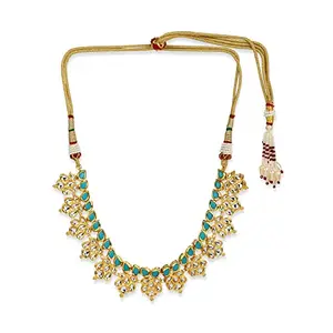 Ruby Raang Women's Mixed Metal Artificial Kundan Necklaces - Traditional Jewellery Set for Women (Gold)