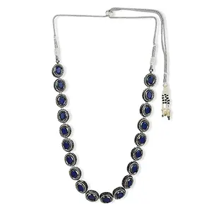 Ruby Raang Women's Mixed Metal Artificial Kundan Necklaces - Traditional Jewellery Set for Women (Blue)