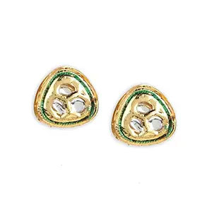 Ruby Raang Women's Mixed Metal Artificial Kundan Earrings - Traditional Jewellery Set for Women (Gold)
