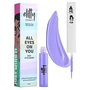 Elitty Lilac Purple Pop Color Eyeliner | Long Lasting Smudge Proof Water Proof| Amla and Almond oil enriched Matte Finish Liquid Eyeliner - 4ml