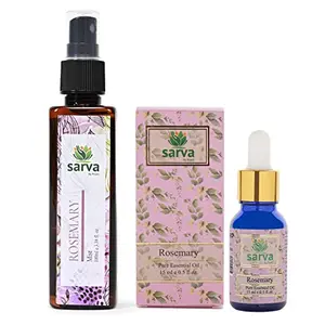 SARVA by Anadi Combo Of 100% Pure Rosemary Essential Oil (15 ML ) & Rosemary Mist / Toner ( 100 ML ) For Hair & Skin | Anti Dandruff  Suitable For All Skin Hair Types