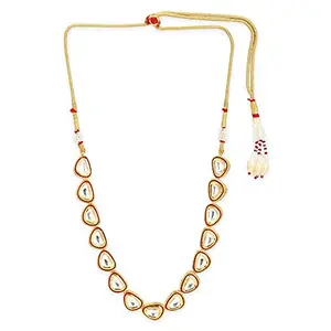 Ruby Raang Women's Mixed Metal Artificial Kundan Necklaces - Traditional Jewellery Set for Women (Gold)