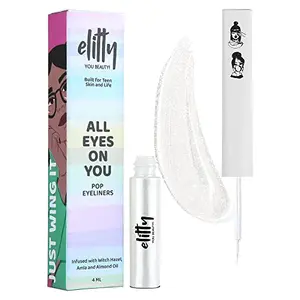 Elitty White Pop Color Eyeliner | Long Lasting Smudge Proof Water Proof| Amla and Almond oil enriched Metallic Finish Liquid Eyeliner - 4ml