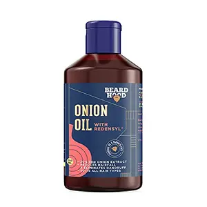 Beardhood Onion Hair Oil with Redensyl for Hair Growth and Anti Hairfall - 20% Red Onion Extract For Men and Women Mineral Oil & 250ml